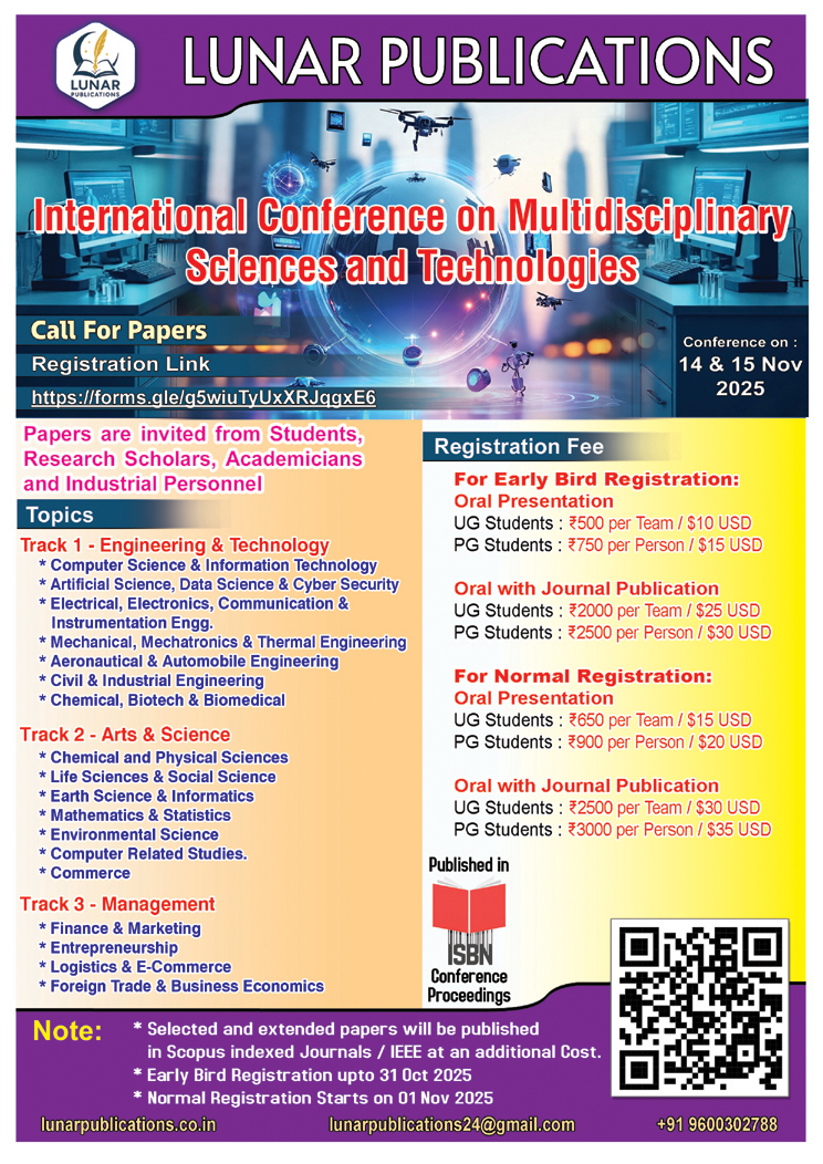 International Conference on Multidisciplinary Sciences and Technologies (ICMST'25)